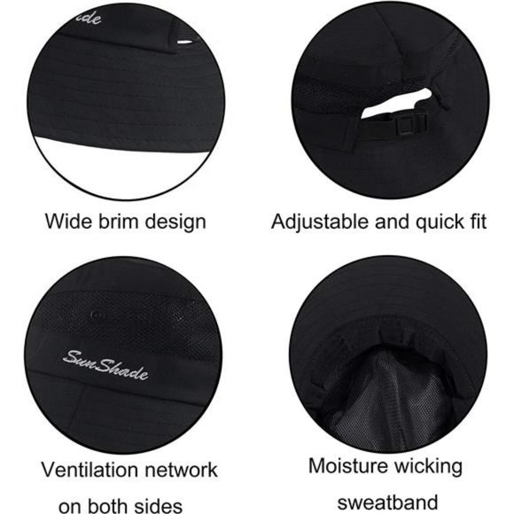 WOMENS Ponytail Sun Hat UV Protection Mesh Foldable Wide Brim Beach Fishing Hat - Picture 5 of 7